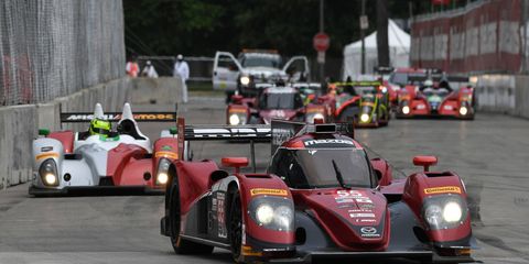 Tristan Nunez and Jonathan Bomarito drove the No. 55 Mazda Prototype to a third-place finish on Belle Isle. The podium finish was a first for Mazda in the class.