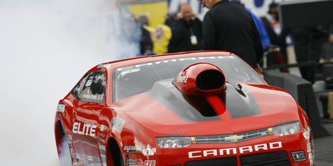 Erica Enders-Stevens is 35 points behind Jason Line in the hunt for the NHRA Pro Stock championship.