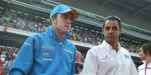 Fernando Alonso and Juan Pablo Montoya raced against each other in Formula 1.