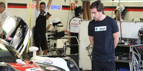 Alonso tested in the No. 8 Toyota Gazoo Racing LMP1.