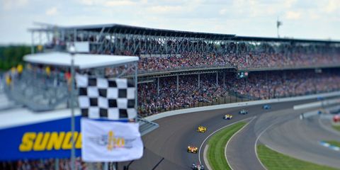 An estimated 350,000 fans filled the Indianapolis Motor Speedway on Sunday.