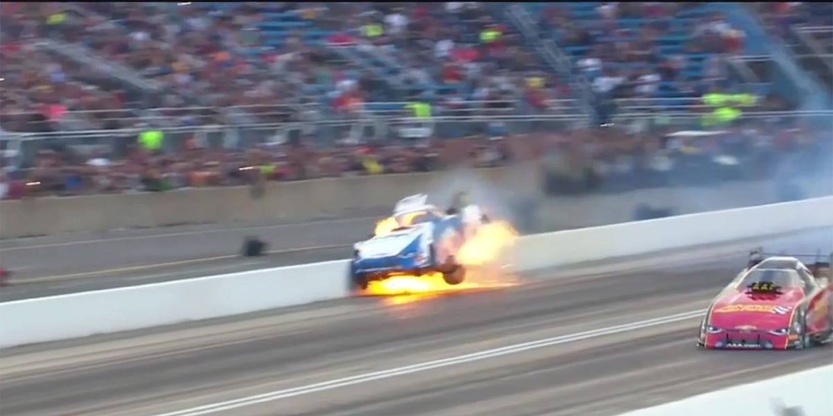 Video John Force walks away from crash in NHRA qualifying at Route 66 Video John Force walks away from crash in NHRA qualifying at Route 66