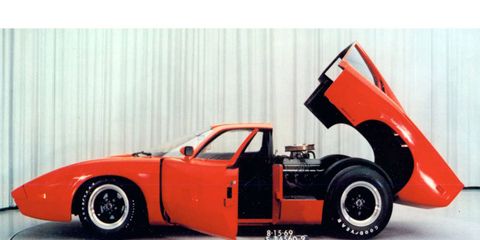 This is one of a few color photos of the Ford Mach 2 C concept floating around online; it shows an engine, functional doors and more.