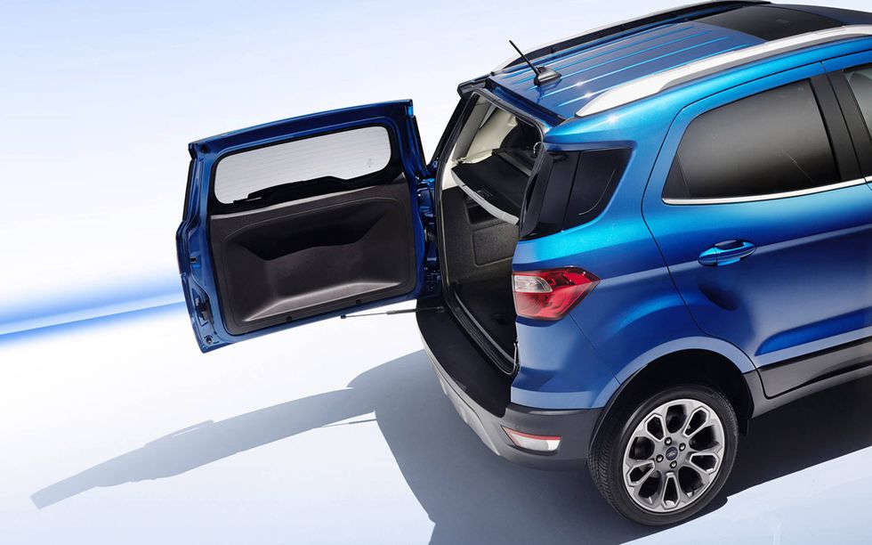 The most unusual aspect of the EcoSport, aside from the fact that this model has been on sale elsewhere since 2014, is that the rear hatch opens this way.