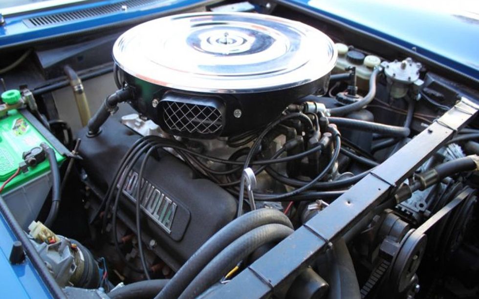 Don't be fooled by the custom valve covers -- there's 351 cubic inches of Ford V8 power in there.