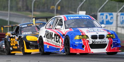 Trent Hindman of Ocean, New Jersey, races a BMW M3 to the win in the SCCA GT-2 National Championship class on Friday at Mid-Ohio in Lexington, Ohio.