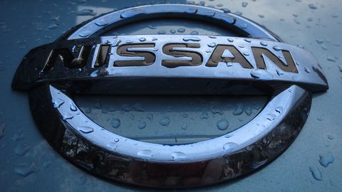 The big Nissan emblem goes on the battery-charging door.