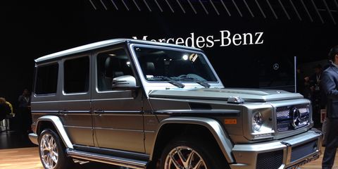 Mercedes-Benz announced the G65 AMG V12 luxury sport utility will be available in the United States; it's shown here at the 2015 New York auto show