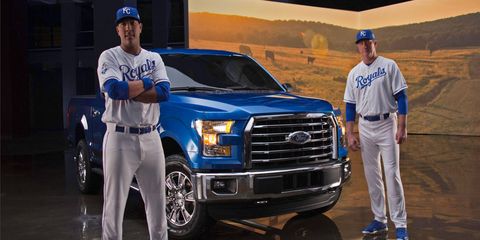 Ford used Royal greats Bret Saberhagen and Salvador Perez to promote the car.