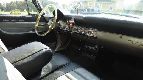 The electroluminescent instrument-cluster lighting has been restored, the upholstery is in like-new condition, a modern stereo supplements the factory radio, and it goes without saying that there's an American-flag Little Tree air-freshener on the dash.