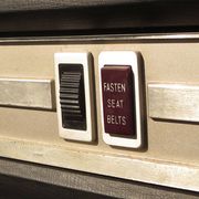 Peugeot used a nice aluminum-framed design for the U.S.-market 504's dash switches and indicator lights.