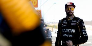 James Hinchcliffe stares down pit lane prior to testing at the Circuit of the Americas in Austin, Texas.