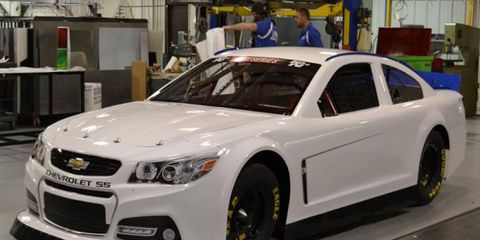 The 2015 NASCAR K&N Series racing machine was unveiled at the SEMA automotive specialty products trade show at the Las Vegas Convention Center on Tuesday.
