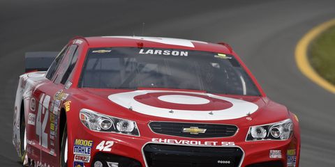 Kyle Larson is on the pole in Pocono after turning a quick lap of 183.438 mph on Friday.