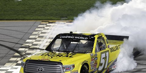 Kyle Busch won the NASCAR Camping World Trucks Series race on Saturday night in Chicgo.