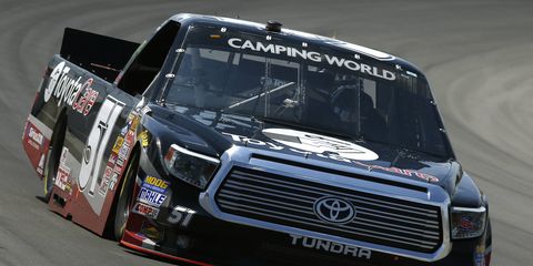 Kyle Busch, shown here in practice at Michigan International Speedway on Friday, has been a part of several Toyota milestones in NASCAR.