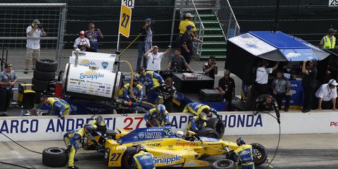Marco Andretti tweeted on Sunday that during a pit stop, the front tires on his car were put on the wrong sides. Andretti finished 13th at the Indy 500. His teammates, Alexander Rossi and Carlos Munoz, finished first and second, respectively.