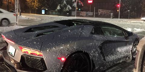 In Canada, a Lamborghini Aventador is the perfect winter beater.