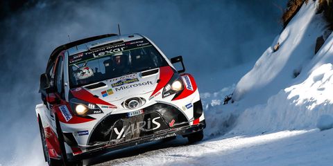 Jari-Matti Latvala pilots Toyota to the win at the FIA World Rally Championship Rally Sweden.