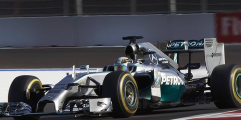 Mercedes Formula One driver Lewis Hamilton at the Russian Grand Prix in Sochi, Russia.