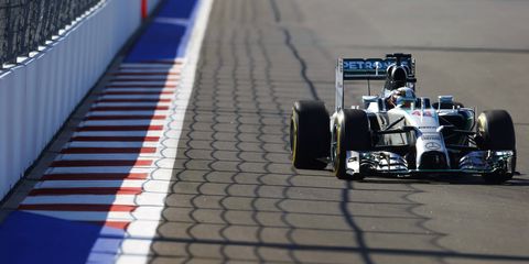 Mercedes driver Lewis Hamilton practicing at the Sochi Autodrom on Friday in preparation for the Russian Grand Prix.