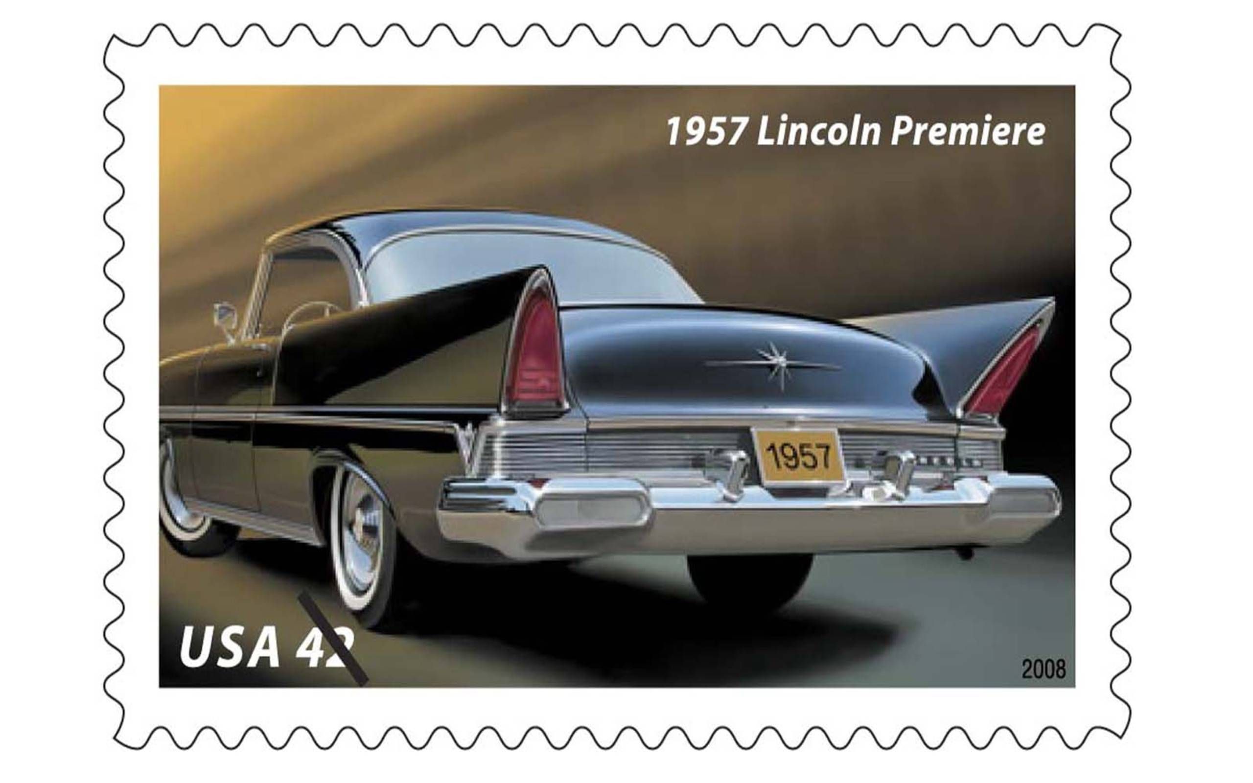 1957 CHEVY CADILLAC TAIL FINS & CHROME SET OF 6 STAMPS 1950s CLASSIC CARS 