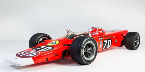 The STP-sponsored No. 70 Lotus 56-3 from 1968 housed one of the first turbine engines ever used in an Indy car.