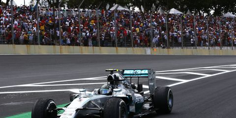 Mercedes F1 driver Nico Rosberg following his win at the Brazilian Grand Prix. Rosberg and teammate Lewis Hamilton have been dominant all year for Mercedes.