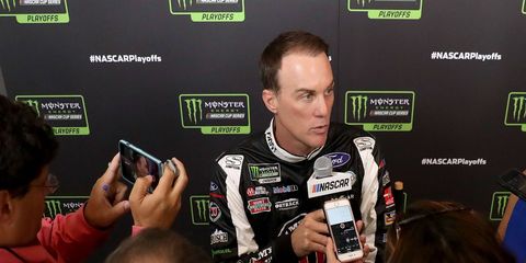 Kevin Harvick addresses the media on Wednesday ahead of the opening on the Monster Energy NASCAR Cup Series playoffs.