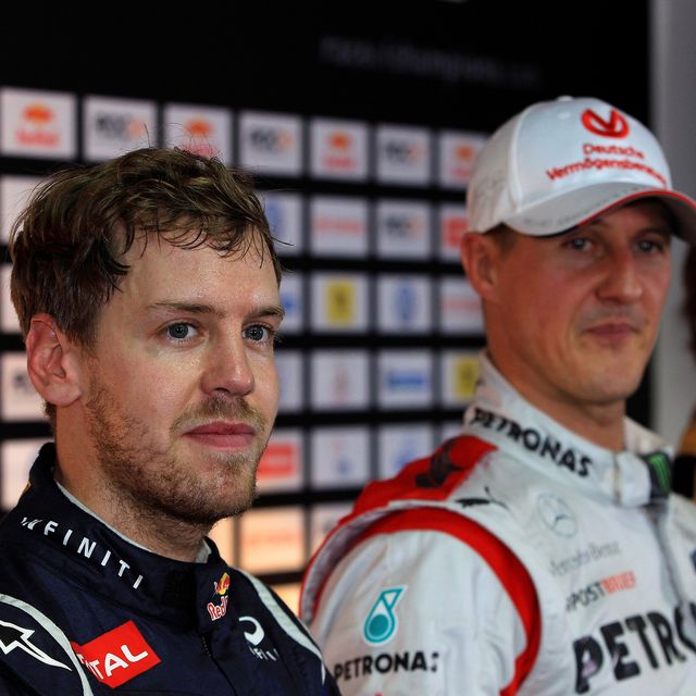 Sebastian Vettel, left, and Michael Schumacher were teammates at the 2012 Race of Champions in Bangkok.