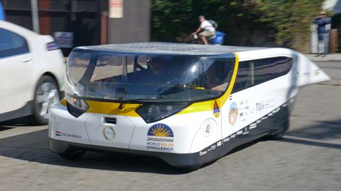 The Eindhoven University electric car looks a little like an old Dodge van.