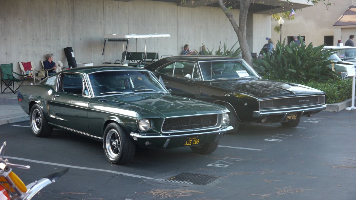 Replicas of the Mustang and the Charger from the movie "Bullitt" looked ready to chase again.
