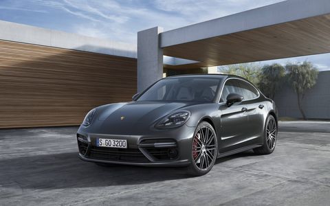 A 2.9-liter V6 gasoline engine with 440 hp drives all four wheels of the 2017 Porsche Panamera 4S.