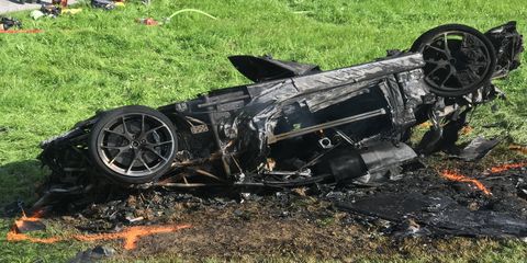 The aftermath of Richard Hammond's wreck in the Rimac Concept One.