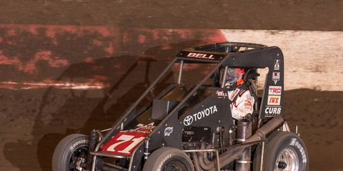Christopher Bell on the way to winning the Turkey Night GP on Thanksgiving.