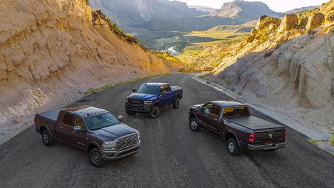 The heavy-duty versions of Ram's latest pickup charge into Cobo Center with 1,000 lb-ft of torque.