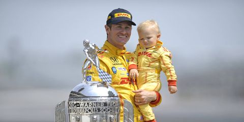 Ryan Hunter-Reay's son Ryden was on hand in 2014 to celebrate his dad's win.