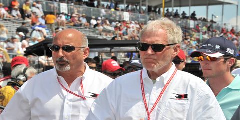 David Letterman, right, could be spending more time alongside Bobby Rahal in the Rahal Lanigan Letterman pits after Letterman ends his TV run on May 20.
