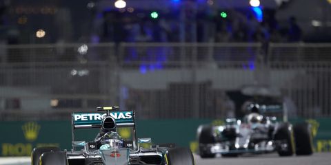 Nico Rosberg, front, and Lewis Hamilton are making Mercedes fans happy after back-to-back championships.