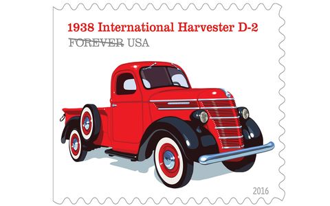 The strong, sturdy, 1938 International Harvester D-2 had a distinct barrel-shaped grille and its elegant styling mirrored the look of luxury automobiles of the era.