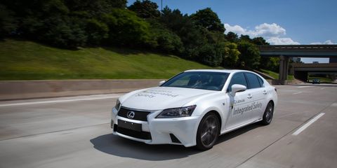Toyota showcased a Lexus GS 450h equipped with Automated Highway Driving Assist at the Intelligent Transportation Systems World Congress in Detroit.