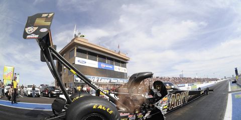 Tony Schumacher is the driver to beat when NHRA Top Fuel eliminations begin on Sunday near Phoenix.