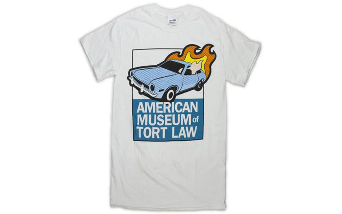 Flaming Ford Pinto Shirts Offered By The American Museum Of Tort Law