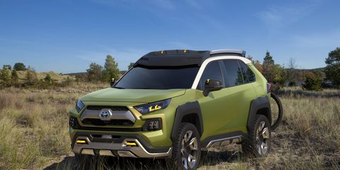 Off-road elements of the FT-AC, Toyota said, include vehicle-recovery hooks, skid plates to protect against rocks and ruts and fog lights that can be detached from the vehicle and used as portable lamps.