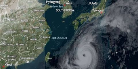 Typhoon Phanfone continues to rumble toward Japan, where the Japanese Grand Prix Formula One race is scheduled for Sunday.