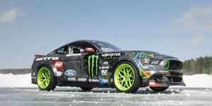 Vaughn Gittin Mustang video on frozen lake with Mustang on Nitto tires.