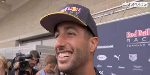 Red Bull Racing F1 driver Daniel Ricciardo has some fun with the media in Texas.