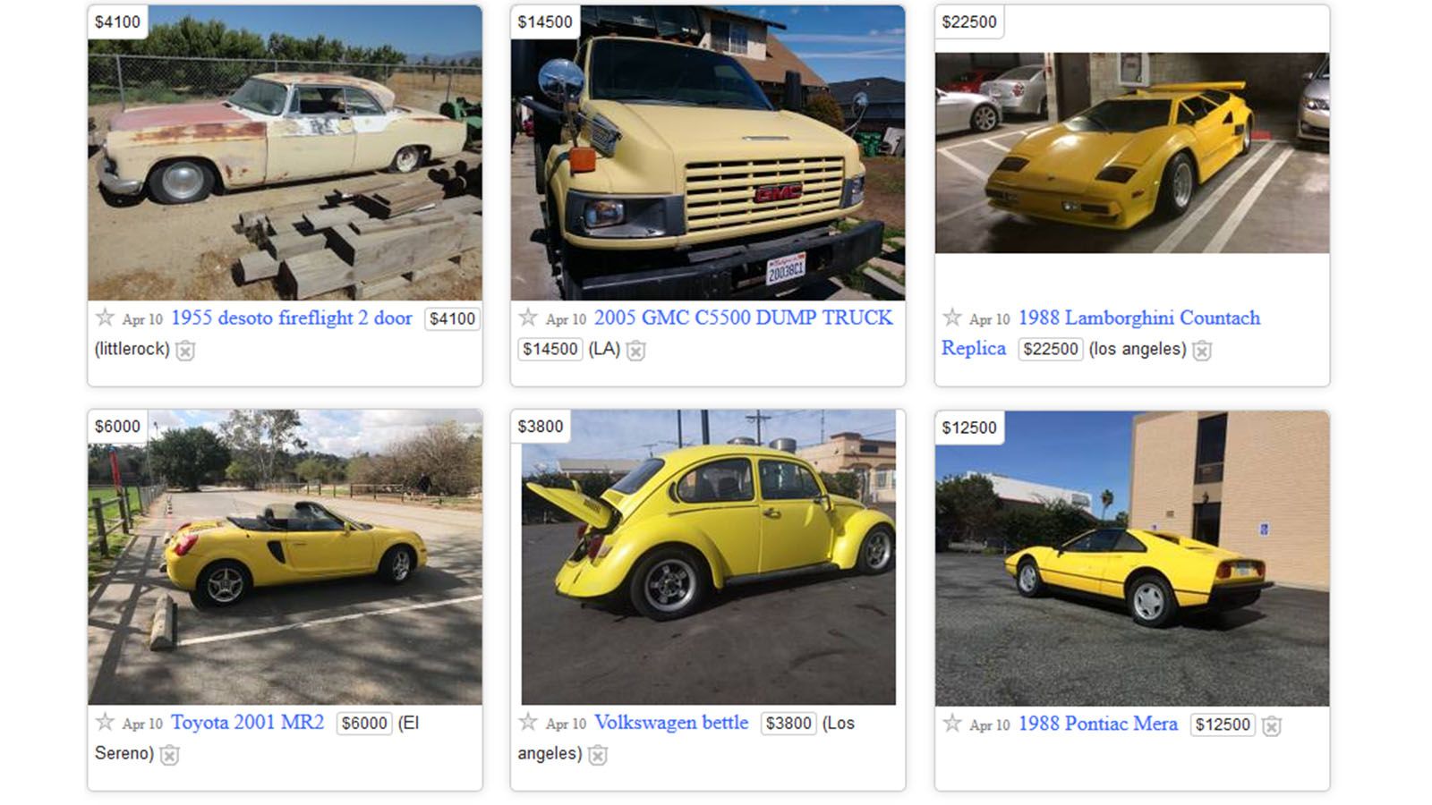 How to find interesting cars on Craigslist Look for yellow