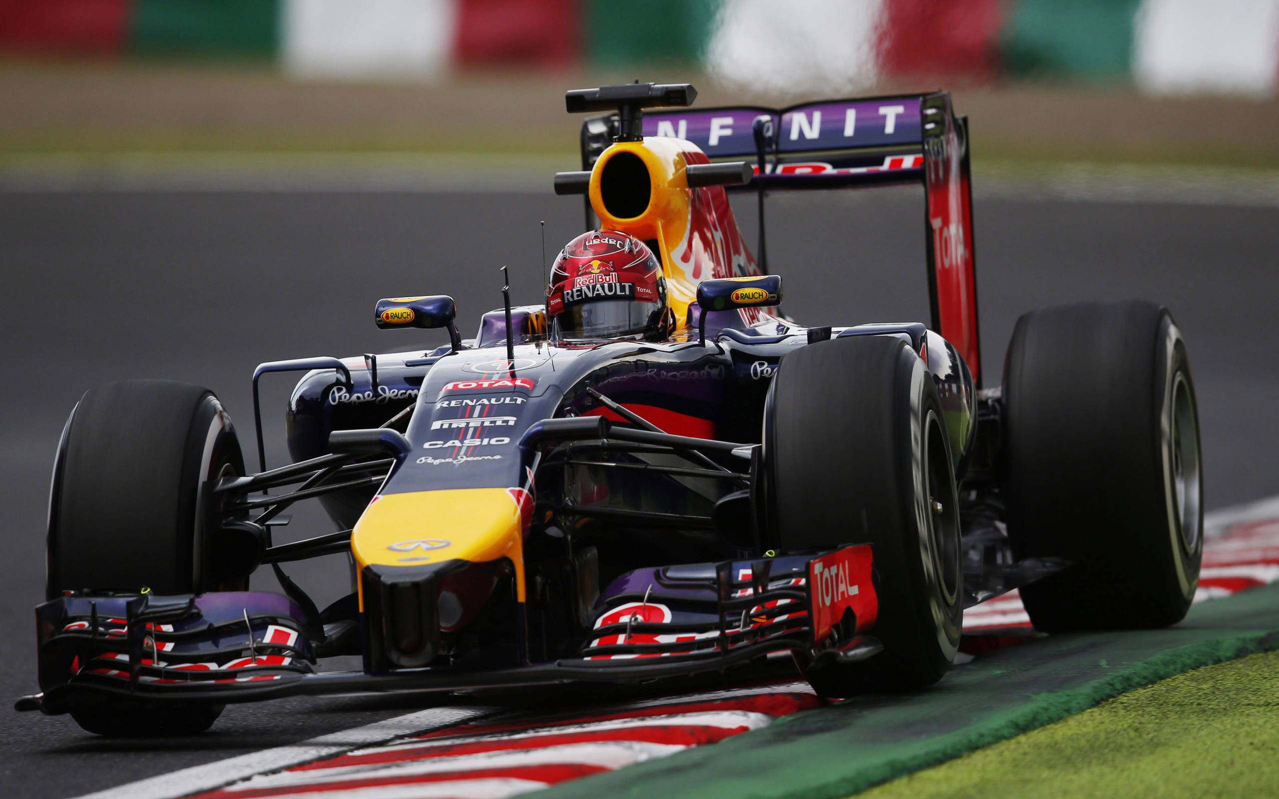 VETTEL AND RICCIARDO SIGNED 2014 RED BULL RACING TEAM SHIRT