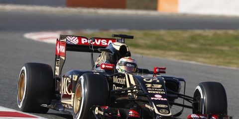 Pastor Maldonado put Lotus on top of the speed chart in Barcelona on Thursday.
